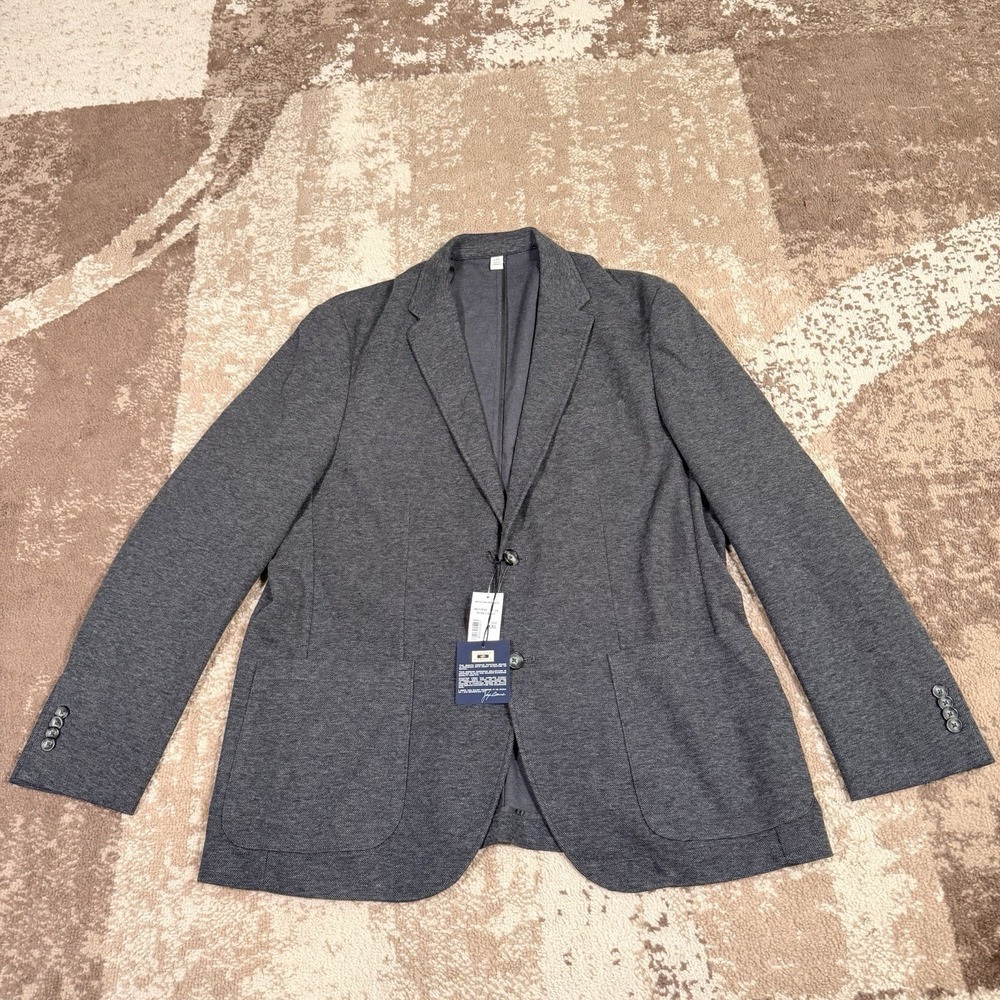 Joseph Abboud Pique Knit Blazer Mens 2XL Gray Stretch Sport Coat Unstructured